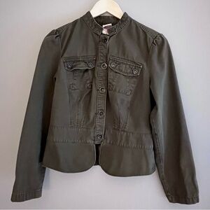 Vintage Faded Glory‎ Peplum Jean Jacket Army Green Size 8